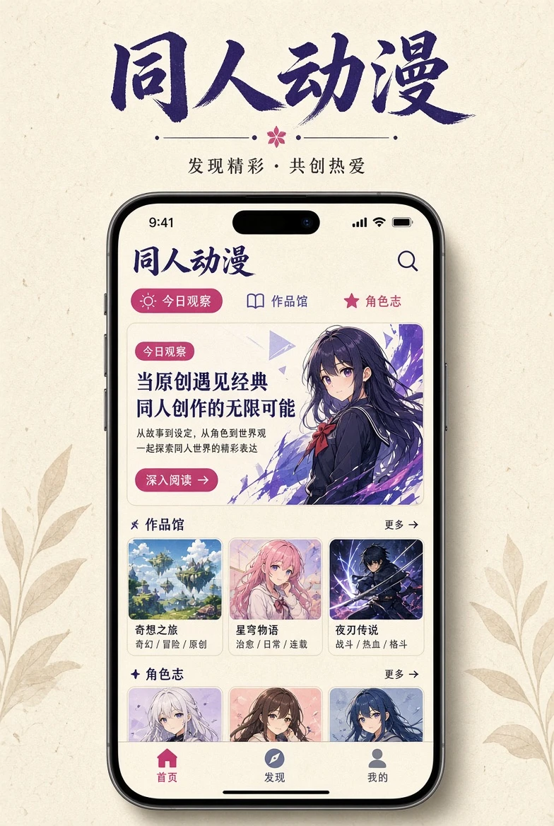 同人动漫APP界面配图
